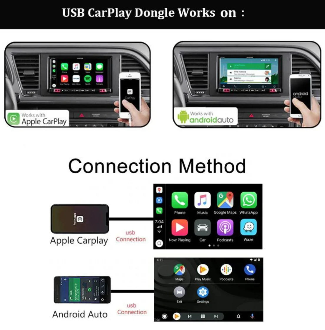 Auto Viibe Shop Carplay & Android Auto Adapter - Suitable for All Car Brands