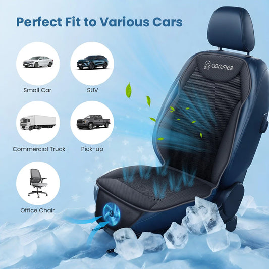 Cooling Car Seat Cover Cushion for Car Front Seats, Black 12V Car Seat Cooling