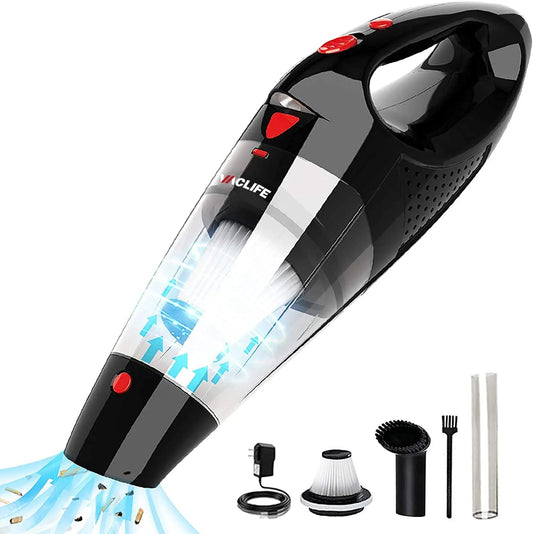 Car Vacuum Cleaner Cordless, Mini Portable Rechargeable Wireless Vacuum Cleaner with 2 Filters, Red